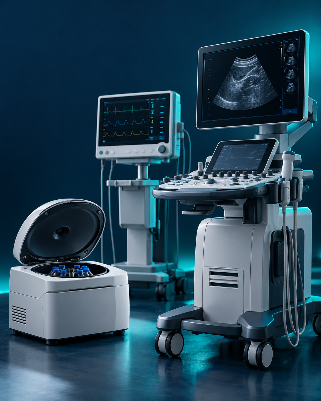Medical imaging, monitoring and laboratory equipment